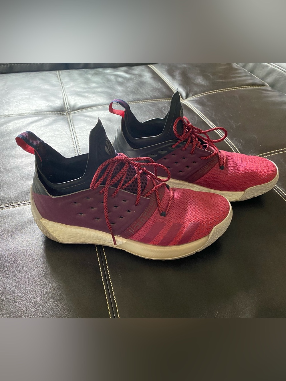 Adidas Maroon and Black Harden Vol 2 sneakers size 10 in great condition.